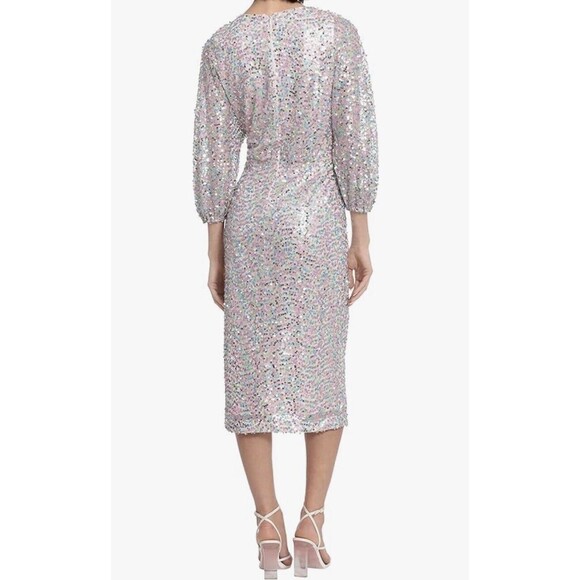 DONNA MORGAN FOR MAGGY Sequin Midi Cocktail Dress Lavender/Pink Multi Size 0 - Picture 2 of 9